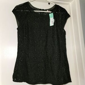 *NWT* Pixley Yuli Black Lace Cap Sleeve Blouse- Small